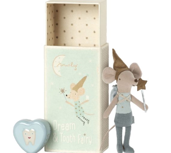 Maileg Tooth Fairy Mouse in Matchbox - Blue, Gifts