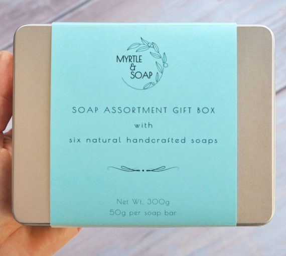 Myrtle & Soap MyBox SILVER Soap Assortment Gift Box with 6 Mini Soaps