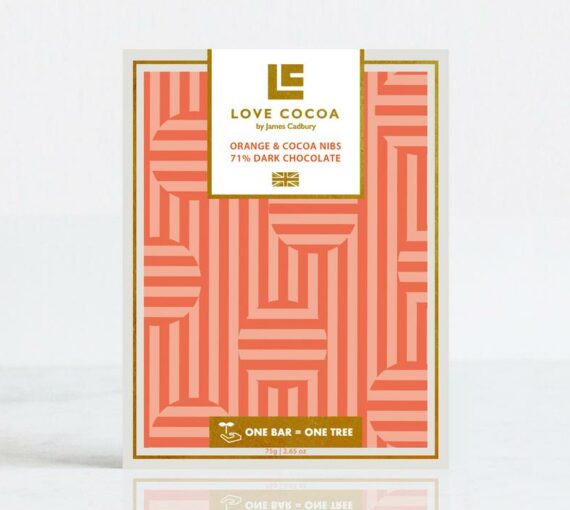 Love Cocoa Orange & Cocoa Nibs Dark Chocolate Bar (Vegan) 